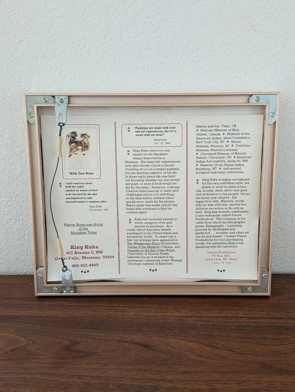 King Kuka Embossed Lithograph Hummingbird Framed Matted 12.25